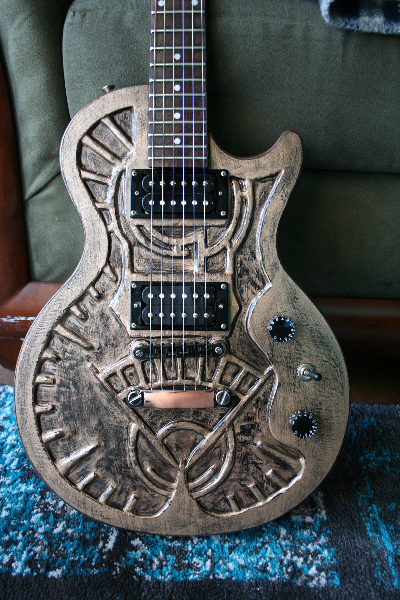 Steam-Punk Themed Custom Carved Epiphone Special II Guitar